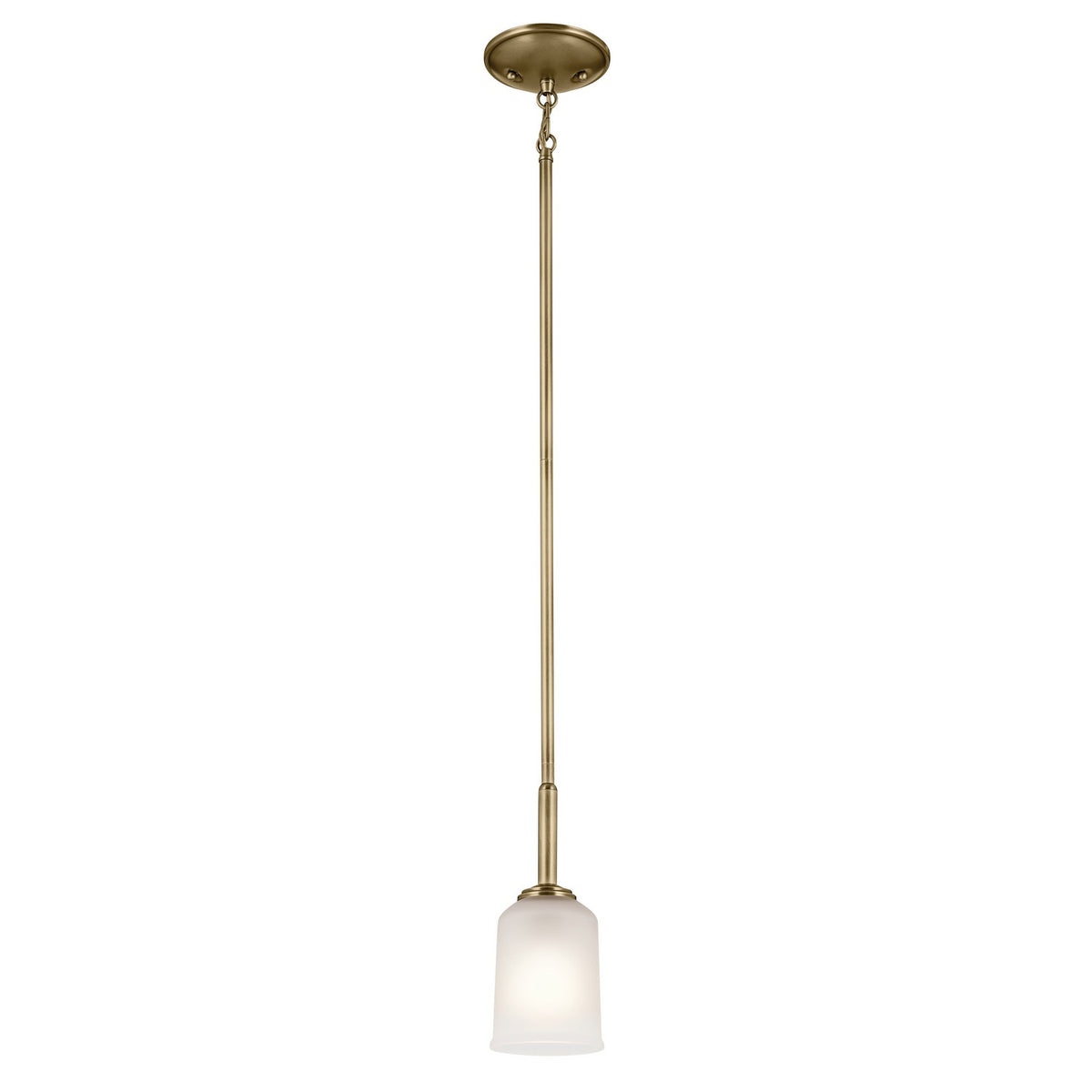 KICHLER 43674NBR Shailene 11" 1-Light Mini Pendant With Clear Satin Etched Glass In Natural Brass