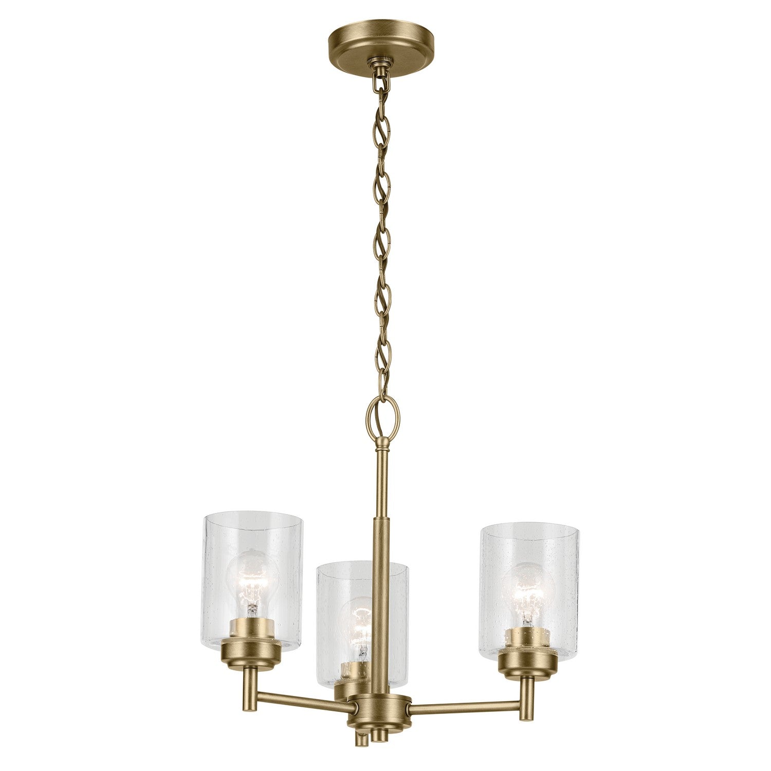 KICHLER 44029NBR Winslow 15.5" 3-Light Chandelier With Clear Seeded Glass In Natural Brass