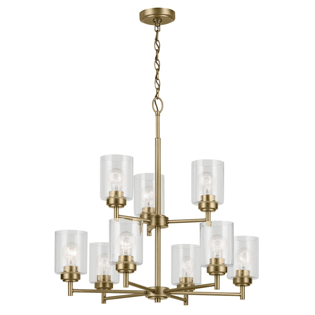 KICHLER 44031NBR Winslow 27" 9-Light Chandelier With Clear Seeded Glass In Natural Brass