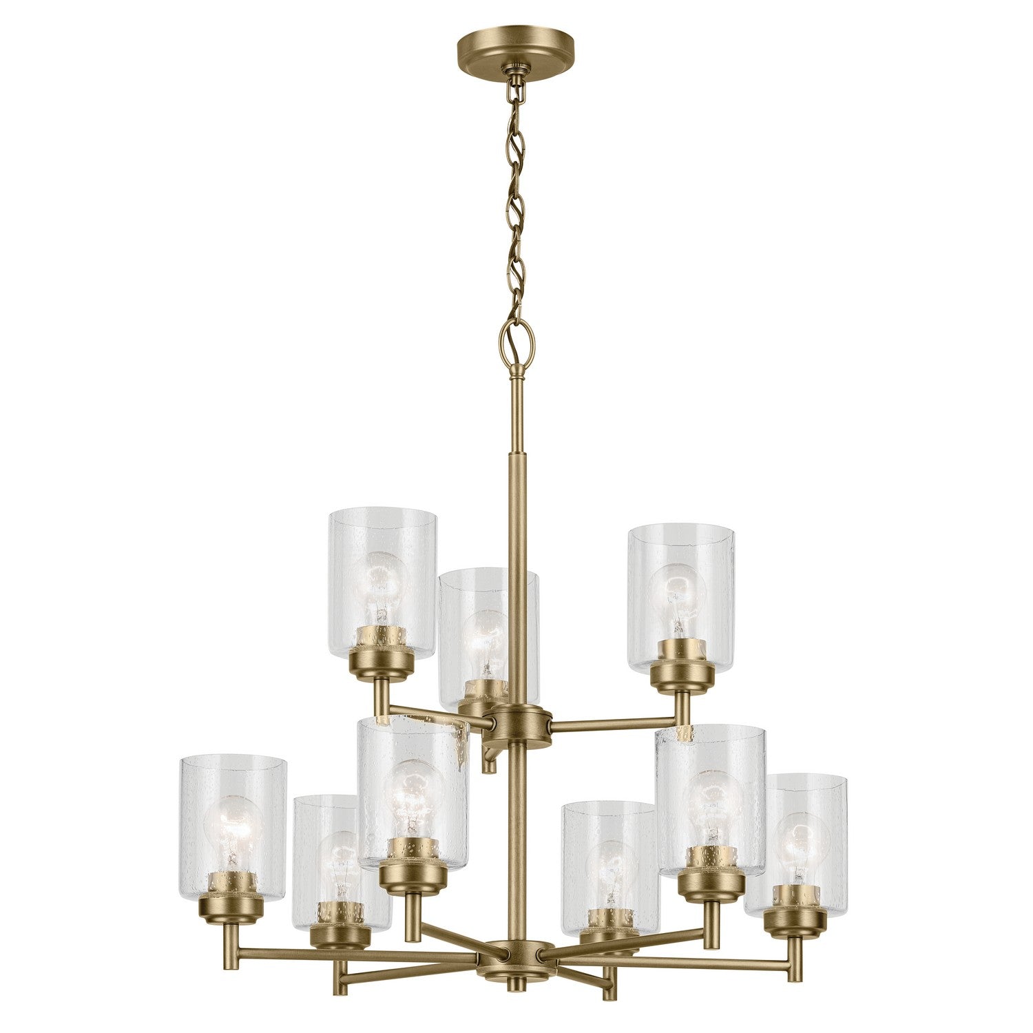 KICHLER 44031NBR Winslow 27" 9-Light Chandelier With Clear Seeded Glass In Natural Brass