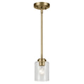 KICHLER 44032NBR Winslow 7.5" 1-Light Mini Pendant Light With Clear Seeded Glass In Natural Brass