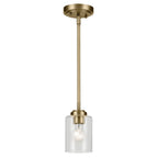 KICHLER 44032NBR Winslow 7.5" 1-Light Mini Pendant Light With Clear Seeded Glass In Natural Brass