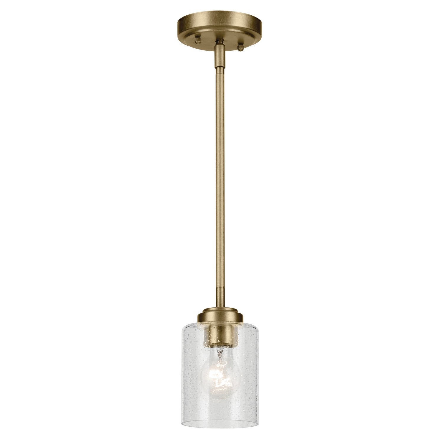 KICHLER 44032NBR Winslow 7.5" 1-Light Mini Pendant Light With Clear Seeded Glass In Natural Brass