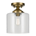 KICHLER 44033NBR Winslow 10.75" 1-Light Semi Flush With Clear Seeded Glass In Natural Brass