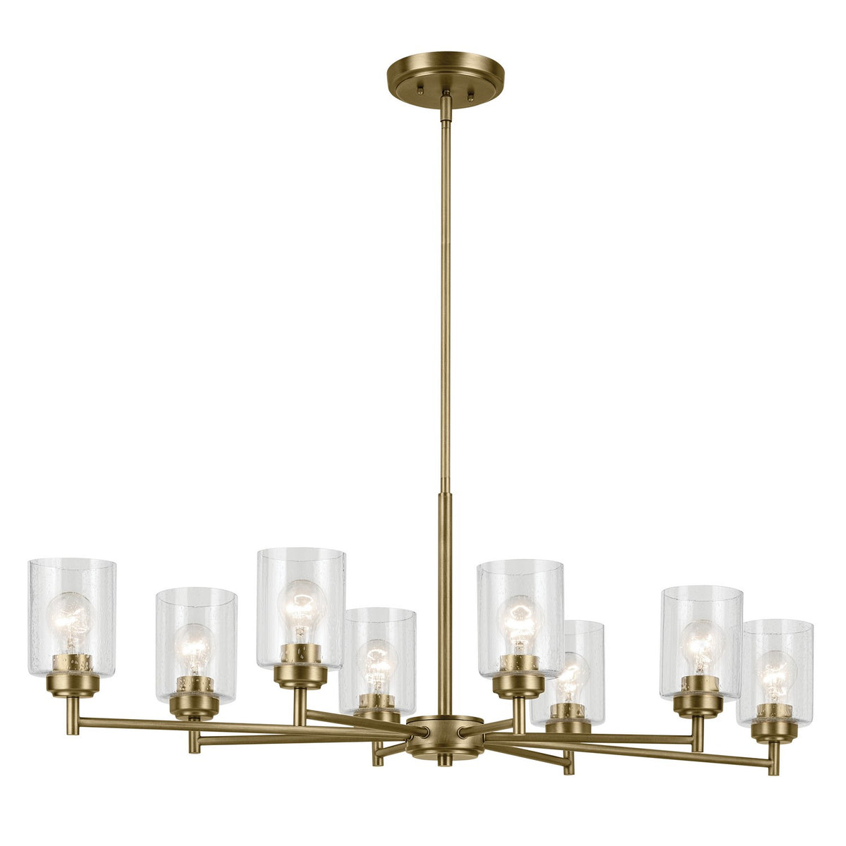 KICHLER 44035NBR Winslow 14.75" 8-Light Chandelier With Clear Seeded Glass In Natural Brass