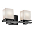 KICHLER 45150BK Tully 15" 2-Light Vanity Light With Satin Etched Cased Opal Glass In Black