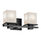 KICHLER 45150BK Tully 15" 2-Light Vanity Light With Satin Etched Cased Opal Glass In Black