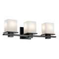KICHLER 45151BK Tully 24" 3-Light Vanity Light With Satin Etched Cased Opal Glass In Black