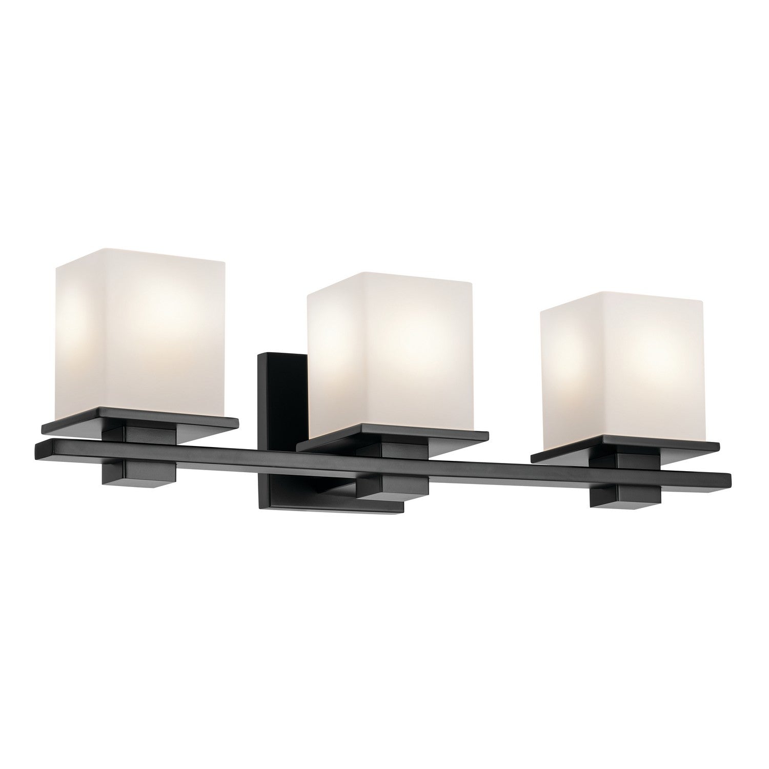 KICHLER 45151BK Tully 24" 3-Light Vanity Light With Satin Etched Cased Opal Glass In Black
