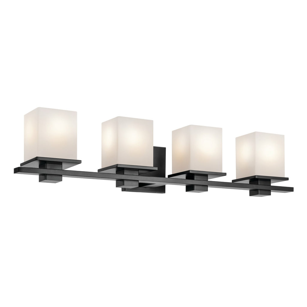 KICHLER 45152BK Tully 32" 4-Light Vanity Light With Satin Etched Cased Opal Glass In Black