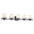 KICHLER 45193BK Tully 40.25" 5-Light Vanity Light With Satin Etched Cased Opal Glass In Black