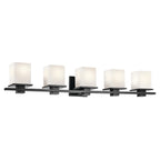 KICHLER 45193BK Tully 40.25" 5-Light Vanity Light With Satin Etched Cased Opal Glass In Black