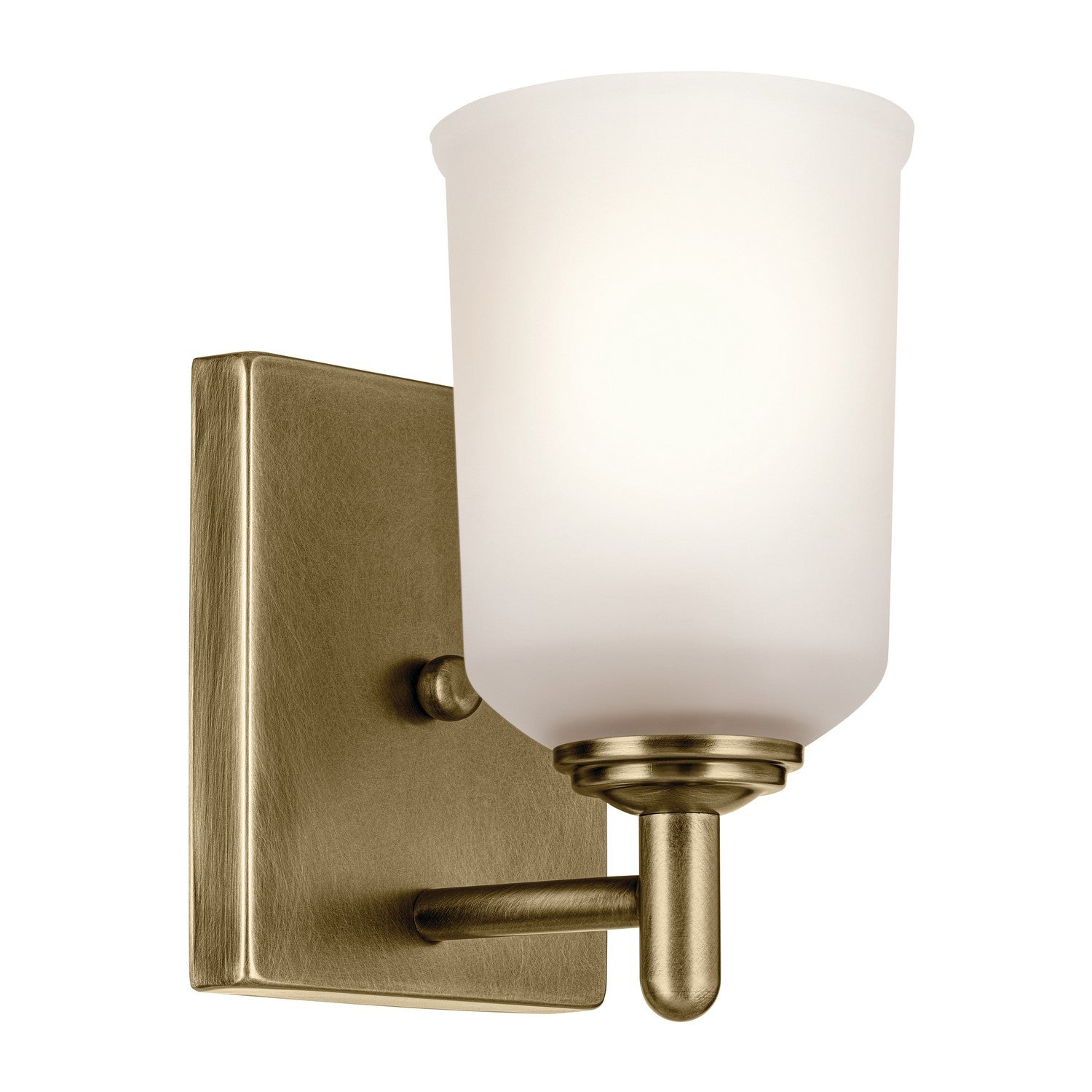 KICHLER 45572NBR Shailene 5" 1-Light Wall Sconce With Clear Satin Etched Glass In Natural Brass