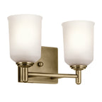 KICHLER 45573NBR Shailene 12.5" 2-Light Vanity Light With Clear Satin Etched Glass In Natural Brass