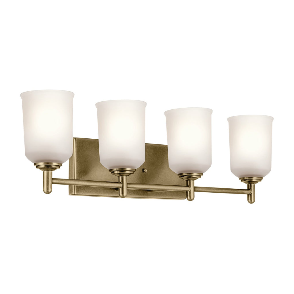 KICHLER 45575NBR Shailene 29.75" 4-Light Vanity Light With Clear Satin Etched Glass In Natural Brass