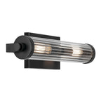 KICHLER 45648BK Azores 16" 2-Light Wall Sconce With Clear Fluted Glass In Black