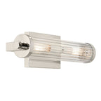 KICHLER 45648PN Azores 16" 2-Light Wall Sconce With Clear Fluted Glass In Polished Nickel