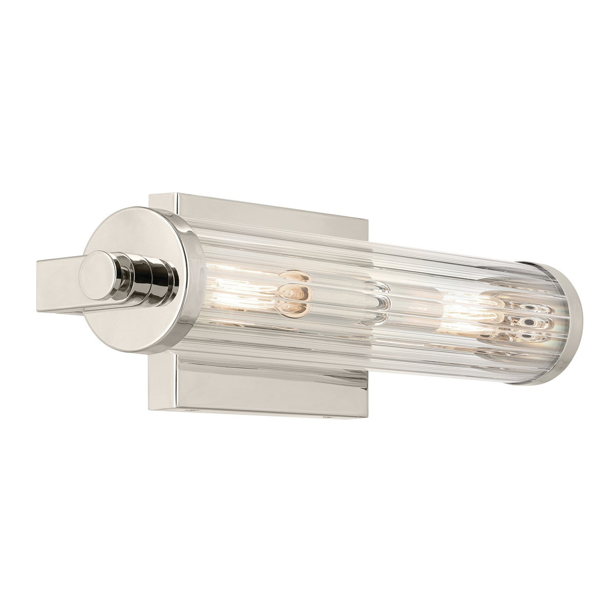 KICHLER 45648PN Azores 16" 2-Light Wall Sconce With Clear Fluted Glass In Polished Nickel