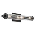 KICHLER 45649BK Azores 25" 4-Light Linear Vanity With Clear Fluted Glass In Black