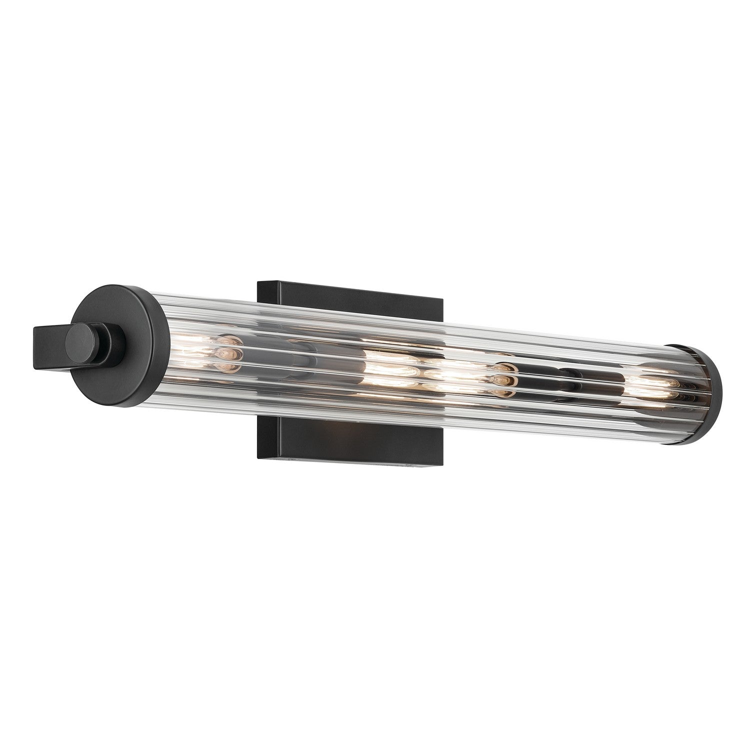 KICHLER 45649BK Azores 25" 4-Light Linear Vanity With Clear Fluted Glass In Black