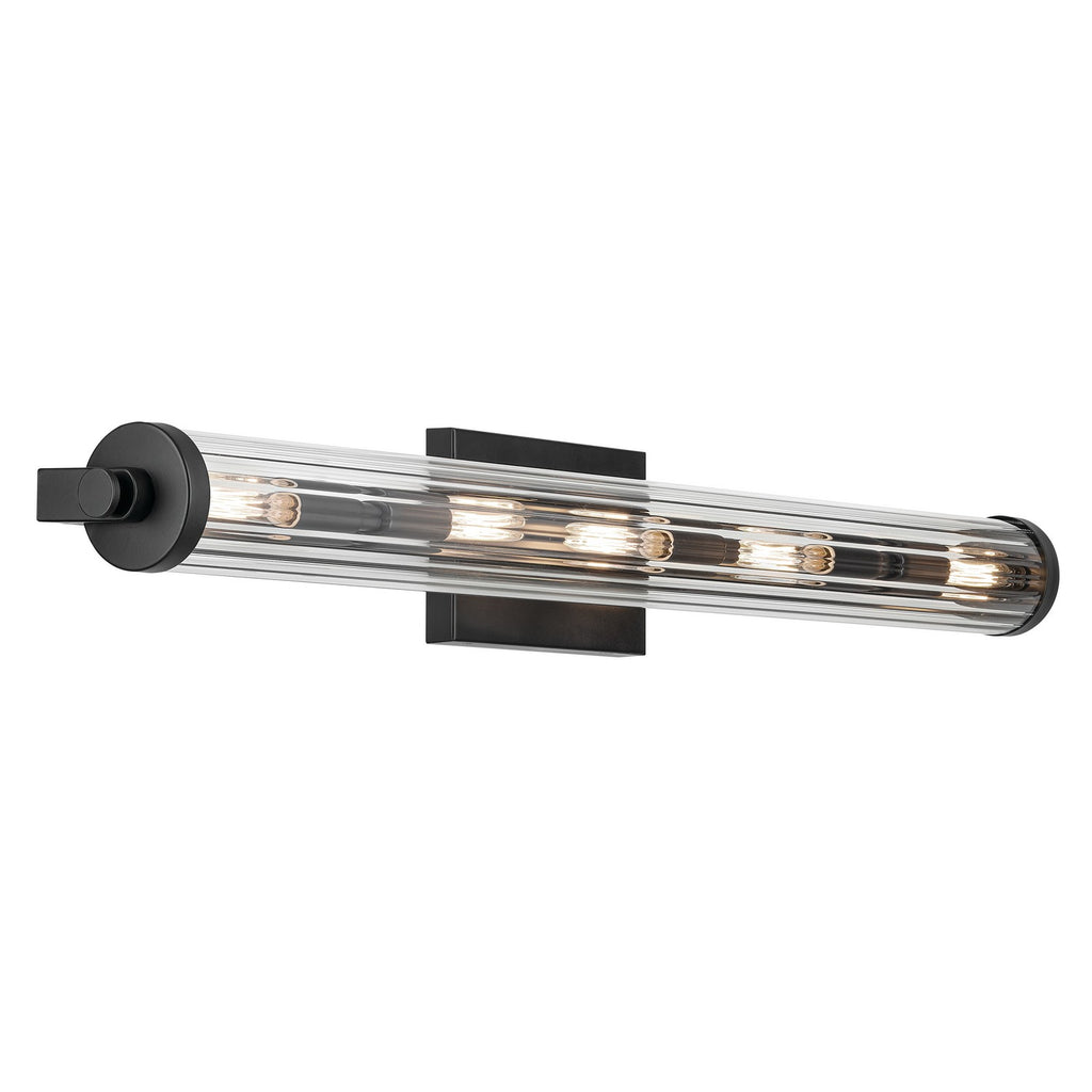KICHLER 45650BK Azores 32"5-Light Linear Vanity With Clear Fluted Glass In Black