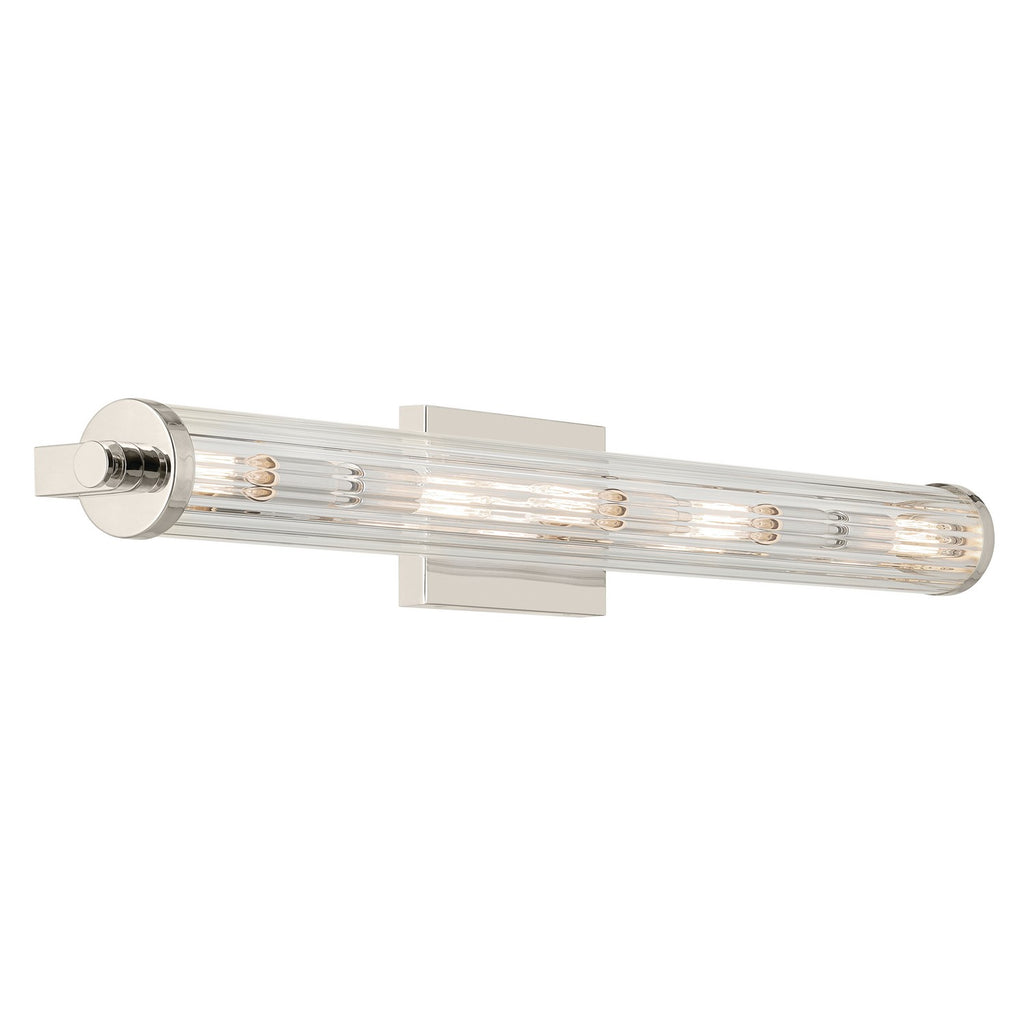 KICHLER 45650PN Azores 32" 5-Light Linear Vanity With Clear Fluted Glass In Polished Nickel
