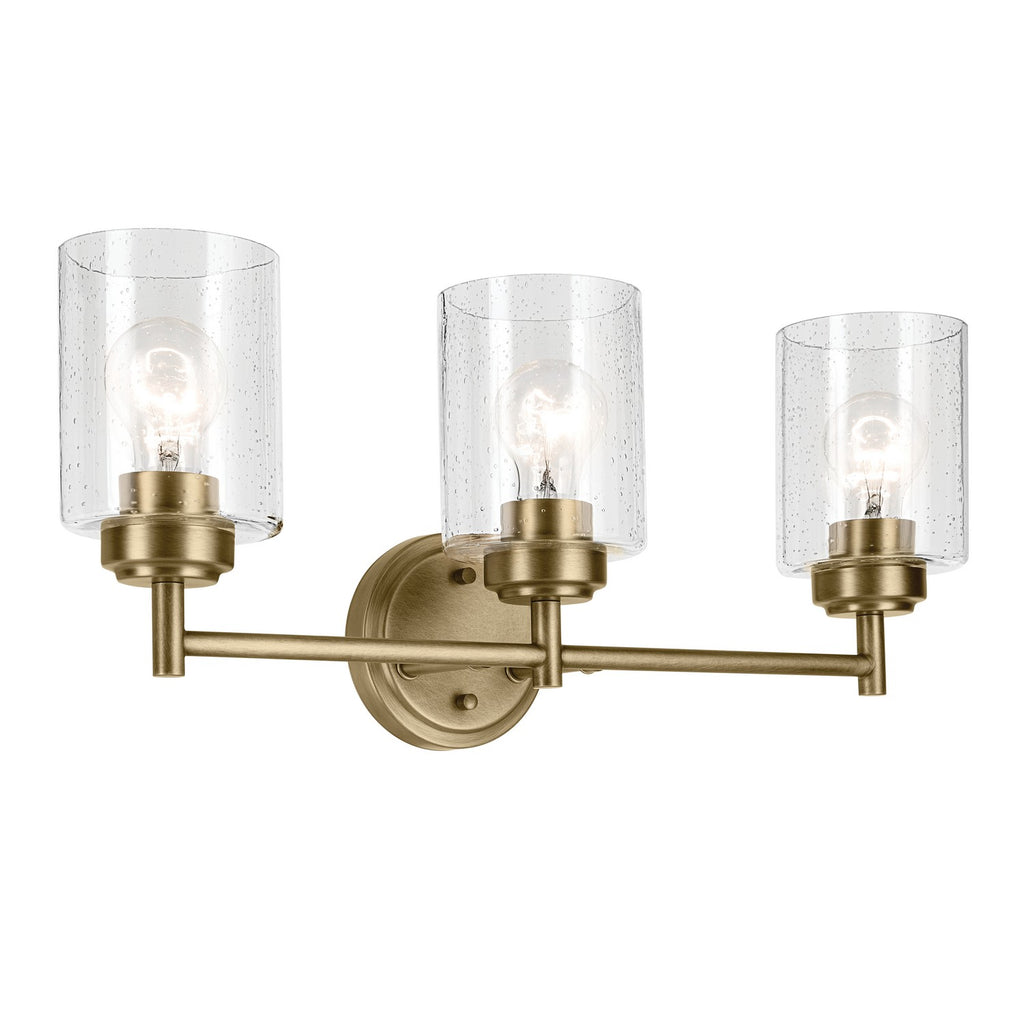 KICHLER 45886NBR Winslow 21.5" 3-Light Vanity Light With Clear Seeded Glass In Natural Brass