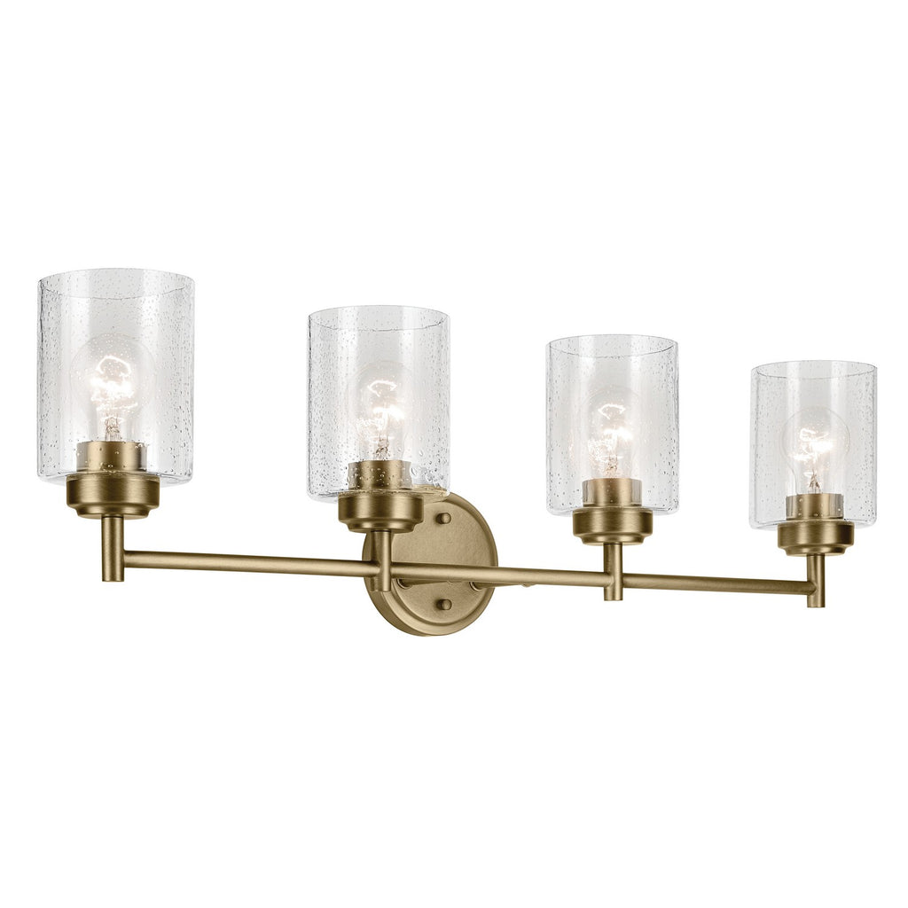 KICHLER 45887NBR Winslow 30" 4-Light Vanity Light With Clear Seeded Glass In Natural Brass