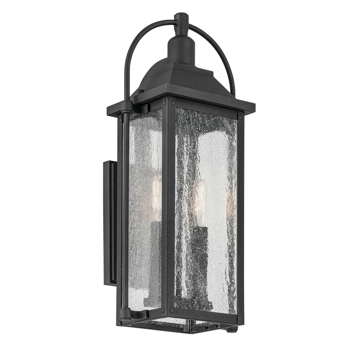 KICHLER 49714BKT Harbor Row 18.5" 2-Light Outdoor Wall Light With Clear Seeded Glass In Textured Black