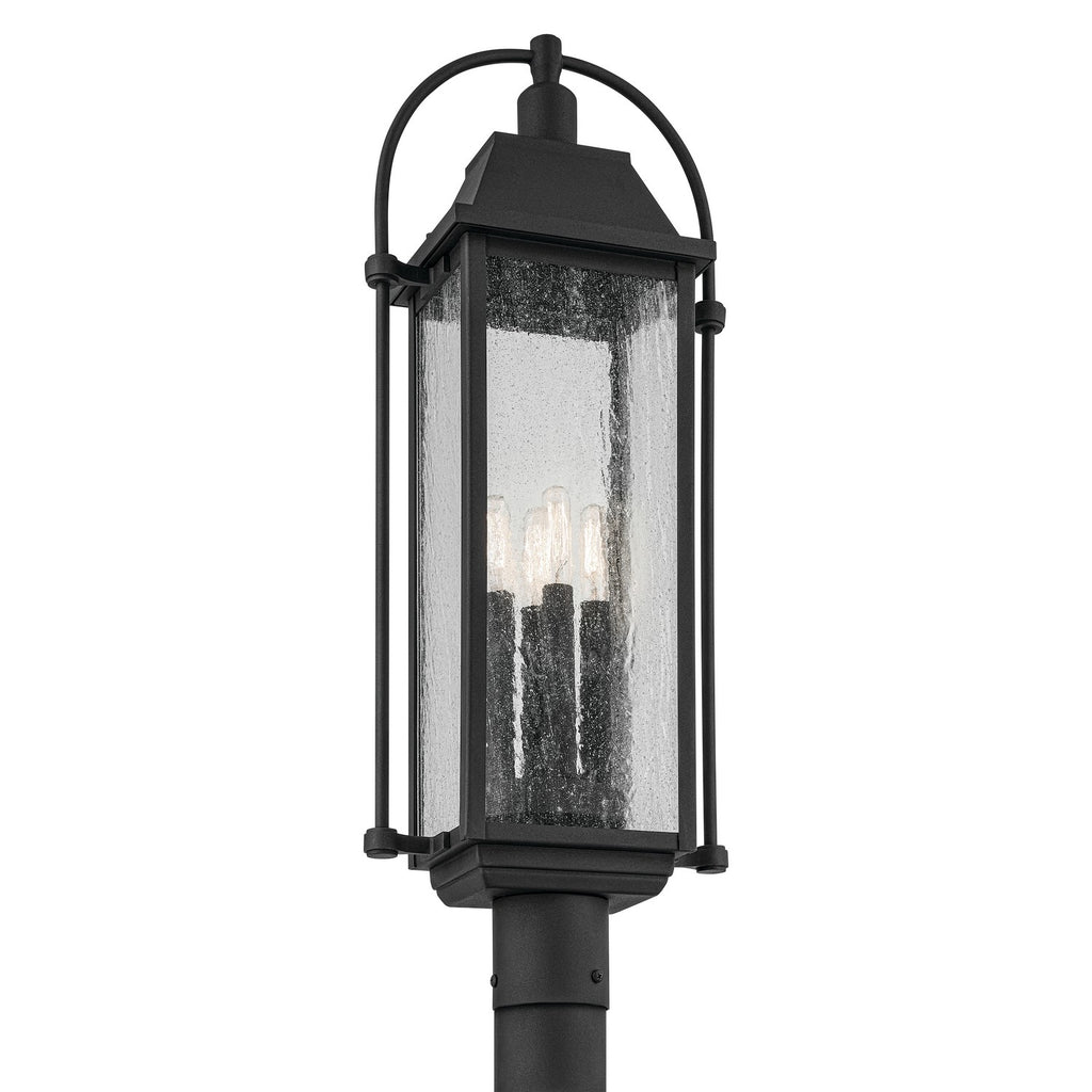KICHLER 49717BKT Harbor Row 27.25" 4-Light Outdoor Post Light With Clear Seeded Glass In Textured Black