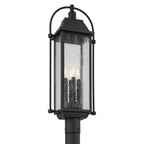 KICHLER 49717BKT Harbor Row 27.25" 4-Light Outdoor Post Light With Clear Seeded Glass In Textured Black