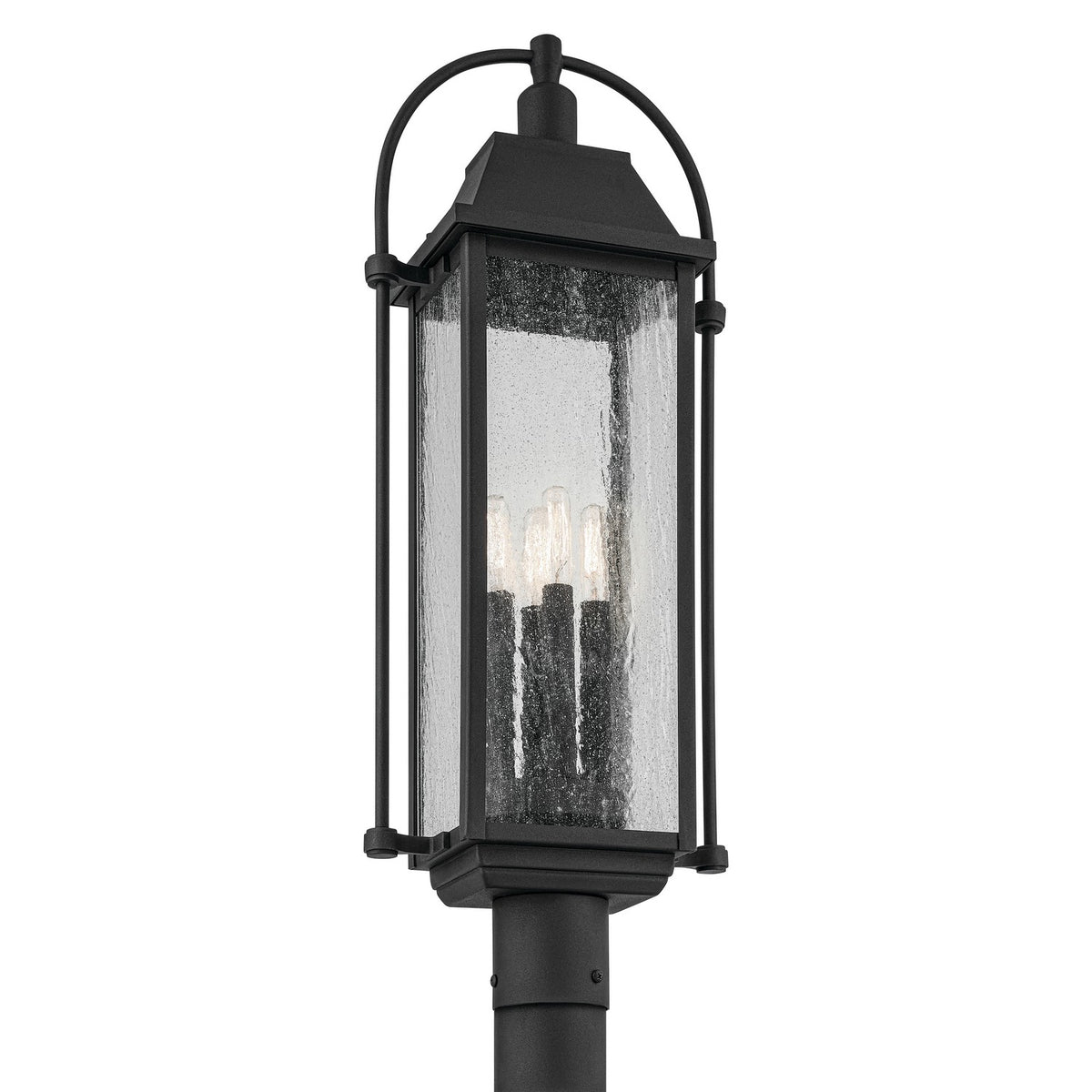 KICHLER 49717BKT Harbor Row 27.25" 4-Light Outdoor Post Light With Clear Seeded Glass In Textured Black