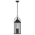 KICHLER 49718BKT Harbor Row 25.75" 4-Light Outdoor Hanging Light With Clear Seeded Glass In Textured Black