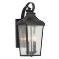 KICHLER 49736BKT Forestdale 18.50" 2-Light Outdoor Wall Light With Clear Water Glass In Textured Black
