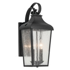 KICHLER 49736BKT Forestdale 18.50" 2-Light Outdoor Wall Light With Clear Water Glass In Textured Black
