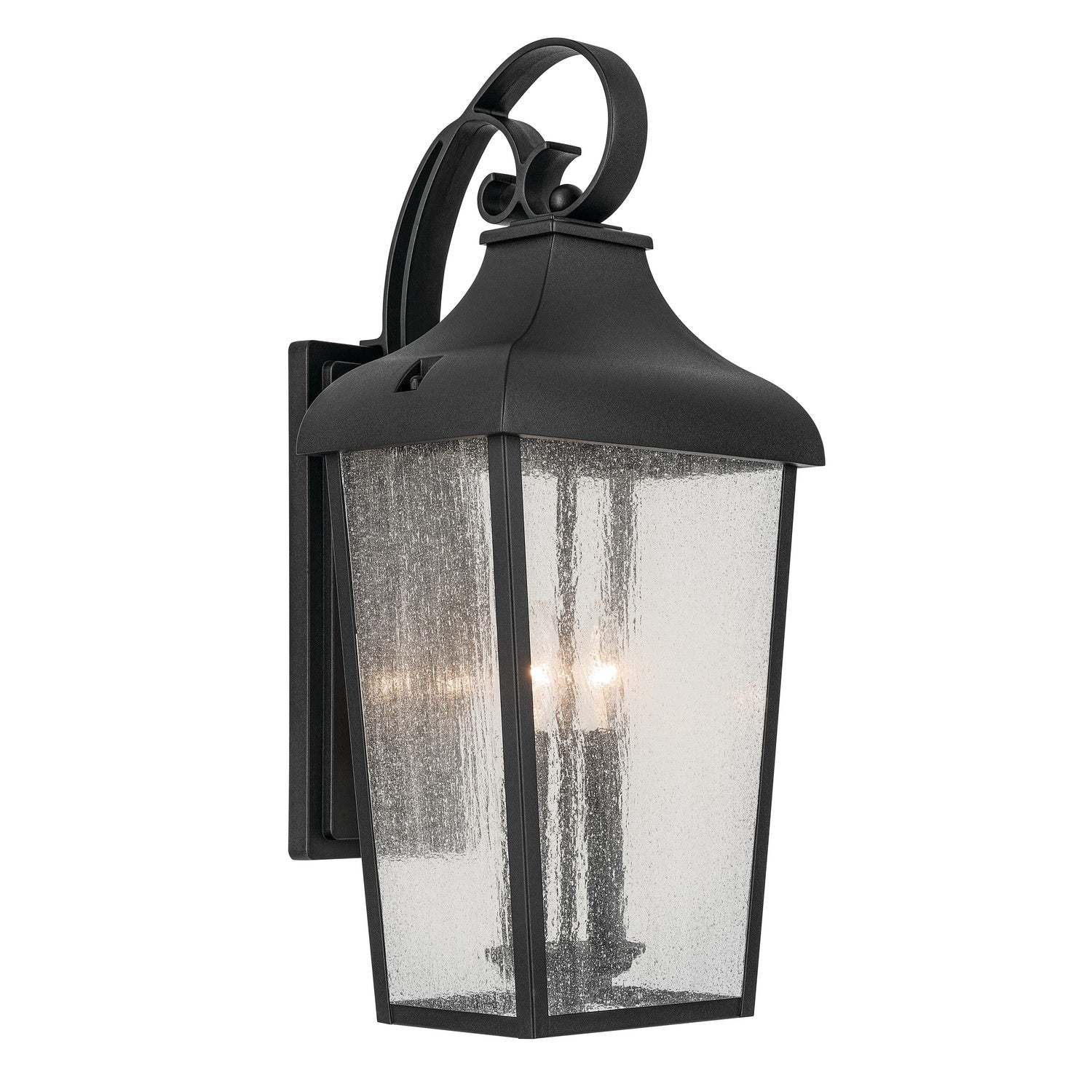 KICHLER 49737BKT Forestdale 21.5" 2-Light Outdoor Wall Light With Clear Water Glass In Textured Black