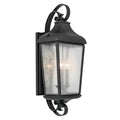 KICHLER 49738BKT Forestdale 30.75" 3-Light Outdoor Wall Light With Clear Water Glass In Textured Black
