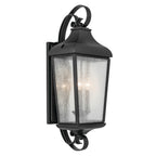 KICHLER 49738BKT Forestdale 30.75" 3-Light Outdoor Wall Light With Clear Water Glass In Textured Black