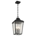 KICHLER 49740BKT Forestdale 19.75" 4-Light Outdoor Hanging Pendant With Clear Water Glass In Textured Black