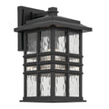 KICHLER 49830BKT Beacon Square 14.25" 1-Light Outdoor Wall Light With Clear Hammered Glass In Textured Black