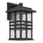 KICHLER 49830BKT Beacon Square 14.25" 1-Light Outdoor Wall Light With Clear Hammered Glass In Textured Black