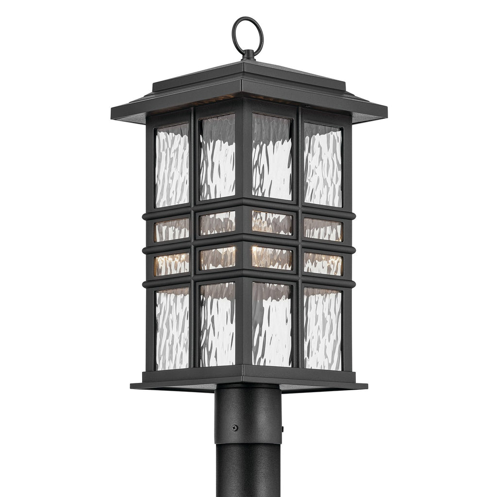 KICHLER 49832BKT Beacon Square 20.75" 1-Light Outdoor Post Light With Clear Hammered Glass In Textured Black