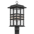 KICHLER 49832BKT Beacon Square 20.75" 1-Light Outdoor Post Light With Clear Hammered Glass In Textured Black