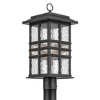 KICHLER 49832BKT Beacon Square 20.75" 1-Light Outdoor Post Light With Clear Hammered Glass In Textured Black