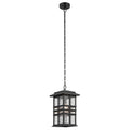 KICHLER 49833BKT Beacon Square 18" 1-Light Outdoor Hanging Light With Clear Hammered Glass In Textured Black
