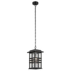 KICHLER 49833BKT Beacon Square 18" 1-Light Outdoor Hanging Light With Clear Hammered Glass In Textured Black