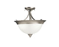 KICHLER 3623NI Dover 15.25" 3 Light Semi Flush With Etched Seeded Glass In Brushed Nickel