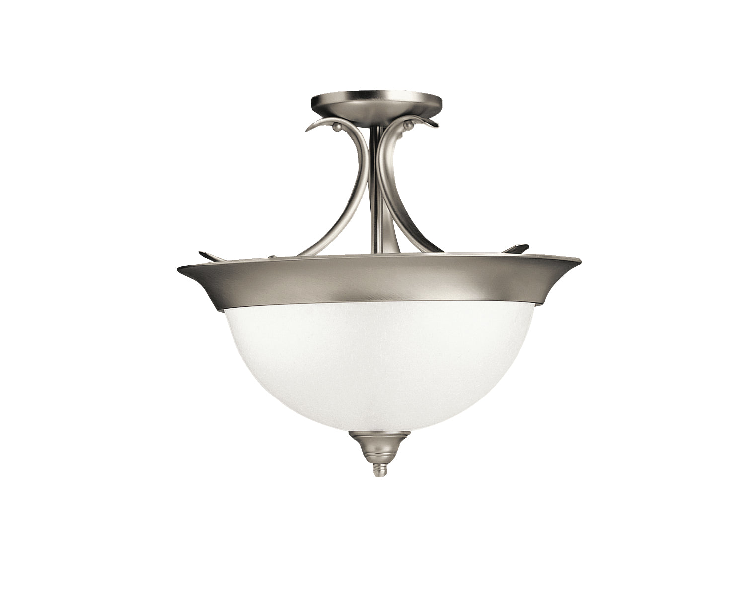 KICHLER 3623NI Dover 15.25" 3 Light Semi Flush With Etched Seeded Glass In Brushed Nickel
