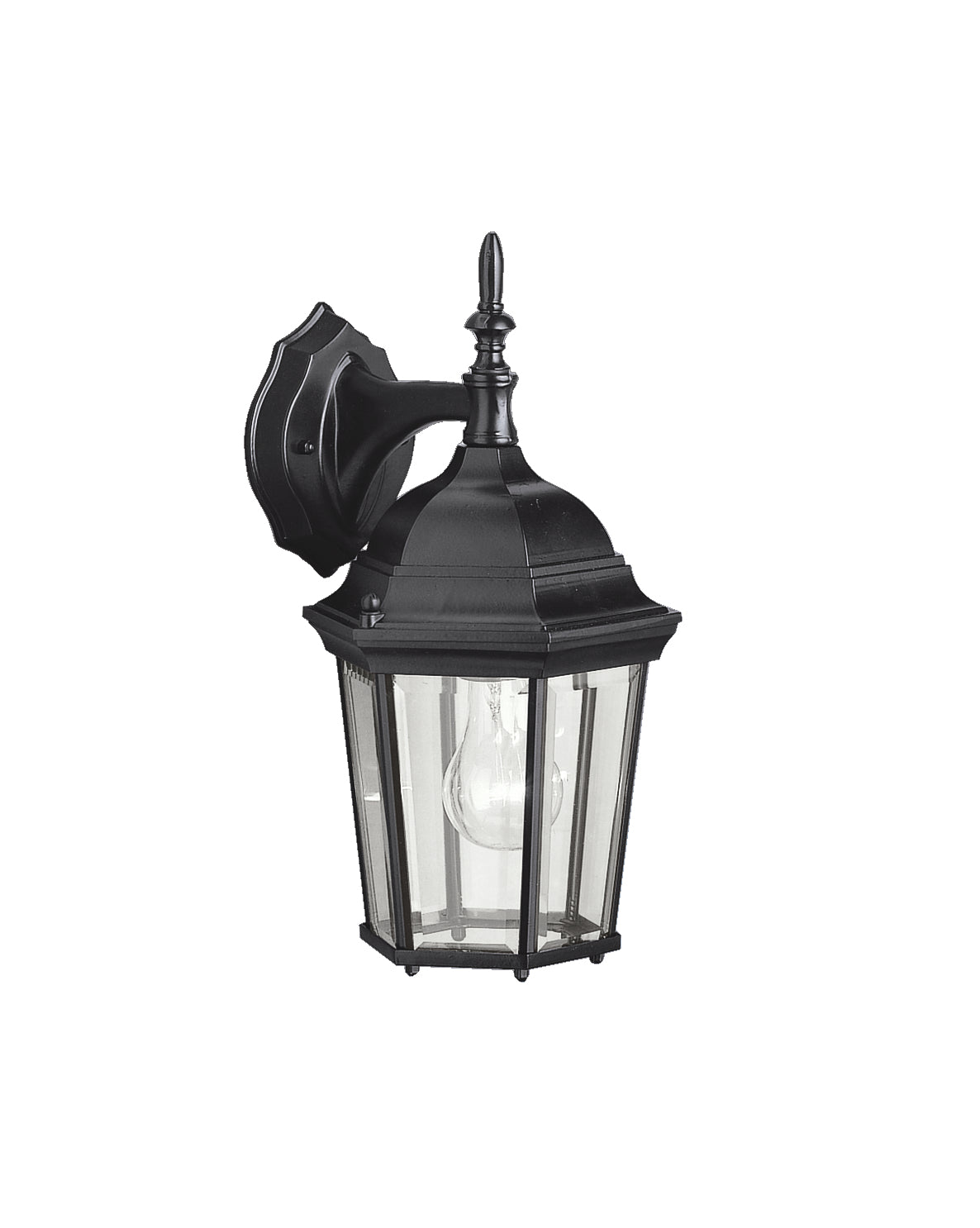 KICHLER 9650BK Madison 14.75" 1 Light Outdoor Wall Light With Clear Beveled Glass In Black