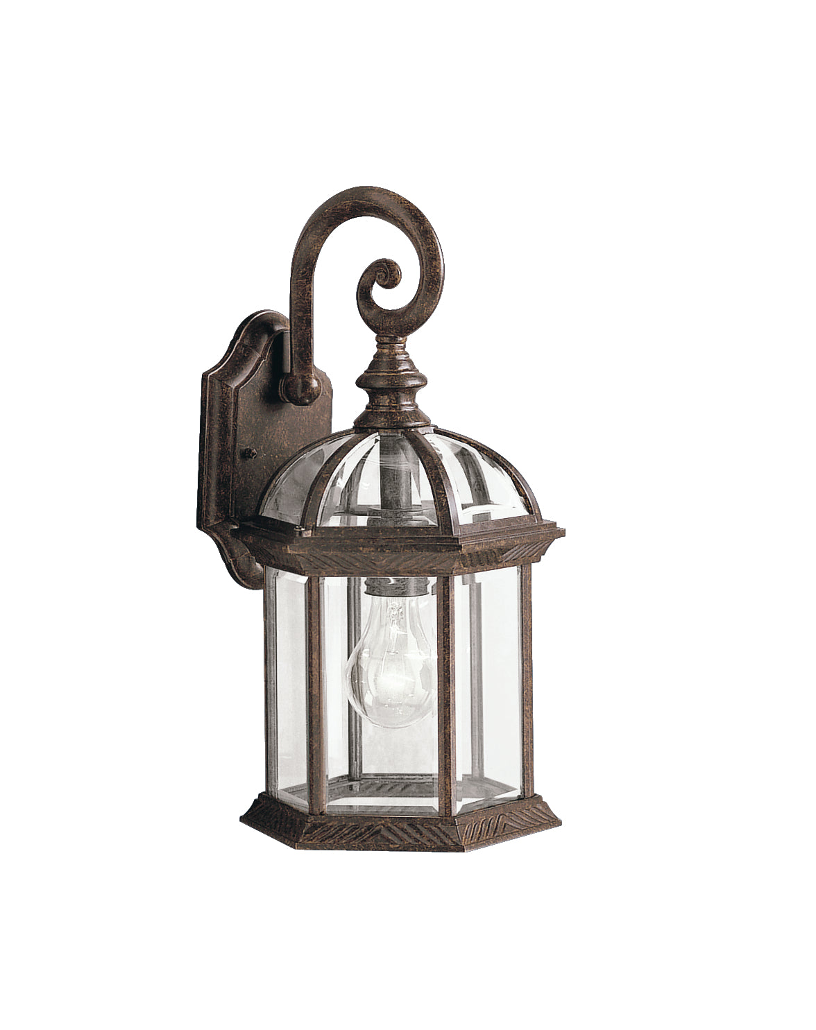 KICHLER 9735TZ Barrie 15.5" 1 Light Outdoor Wall Light With Clear Beveled Glass In Tannery Bronze